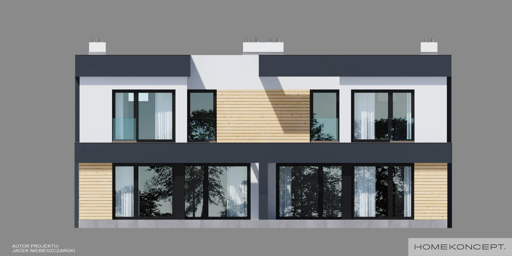 Elewacja ogrodowa w projekcie domu HK52B