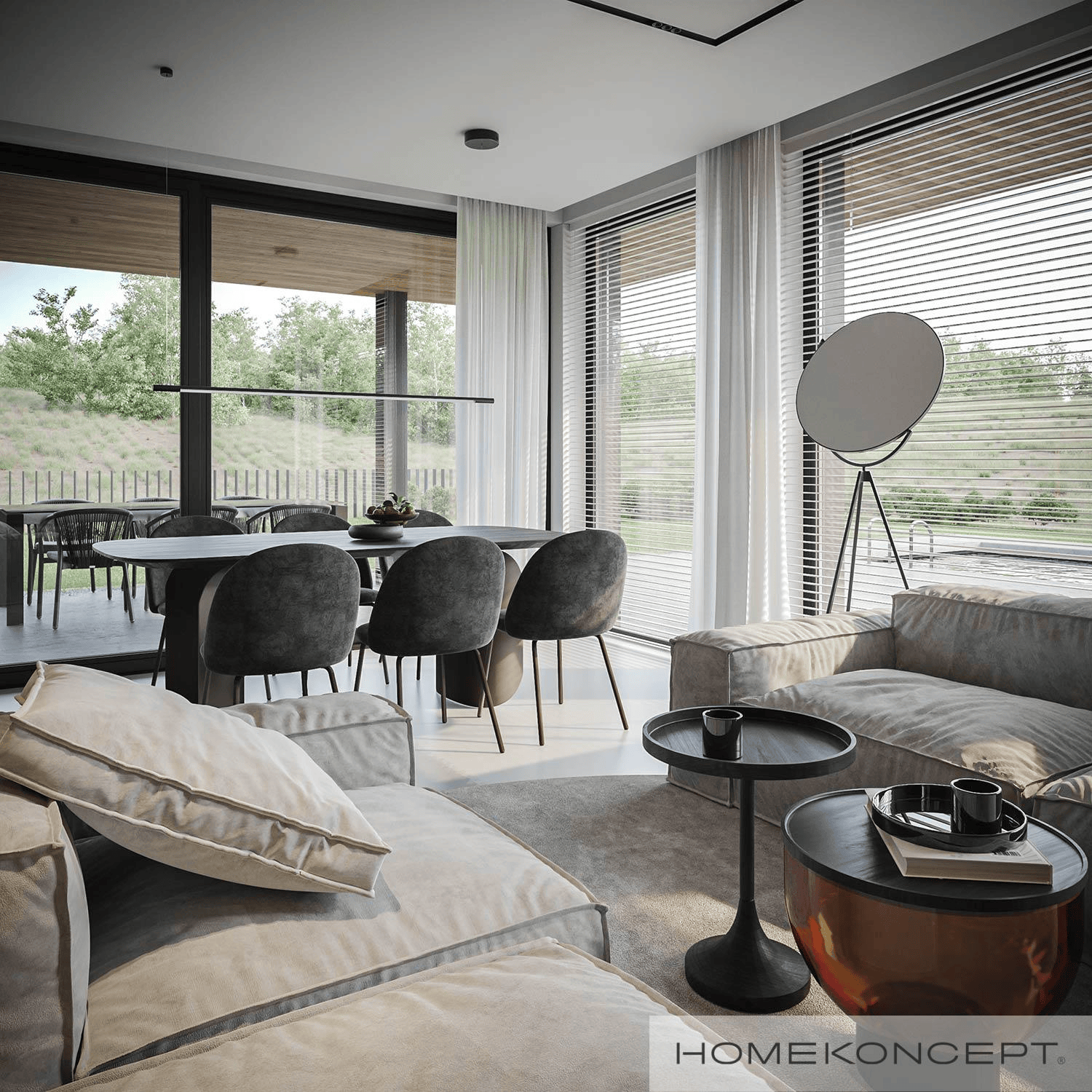 Projekt wnętrza fragment salonu w projekcie domu HOMEKONCEPT 91