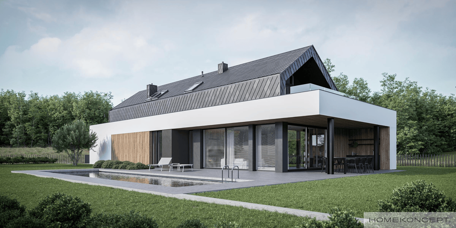 Projekt domu HOMEKONCEPT 91 wizualizacja dom nowoczesna stodoła