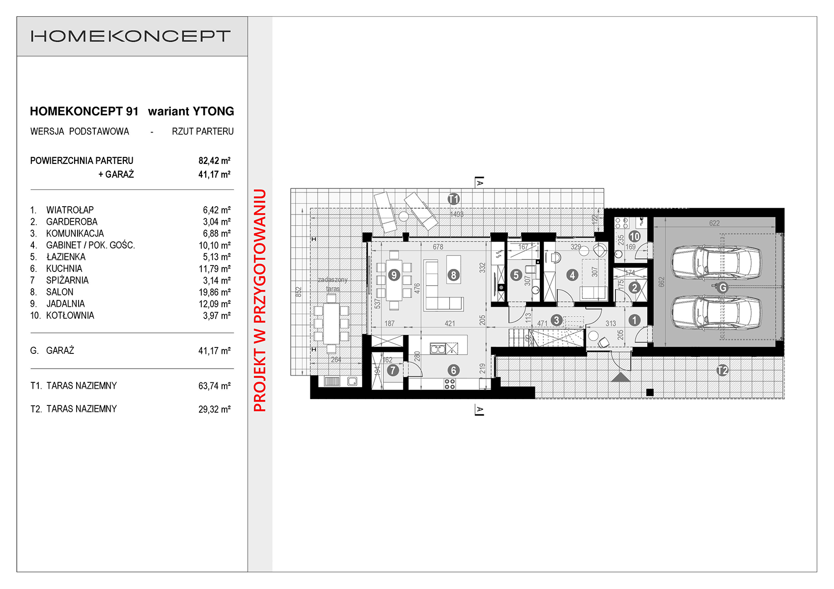 Rzut parteru w projekcie domu HOMEKONCEPT 91