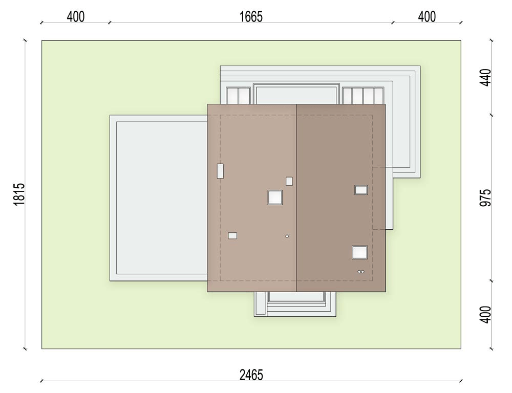 Rzut usytuowania domu jednorodzinnego Lungo 4 modern s2 na działce
