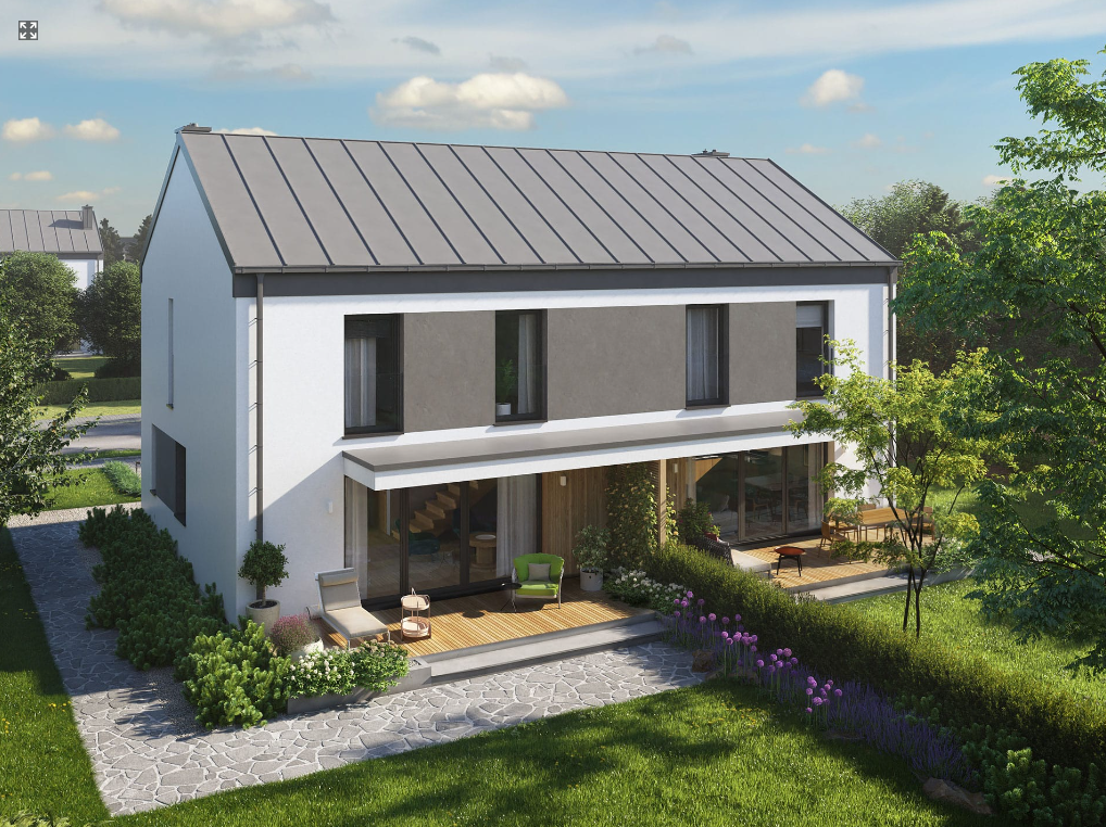 Wizualizacja projektu domu w zabudowie bliźniaczej Eco 41
