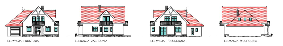 elewacje domu jednorodzinnego BBW-23 wariant garaż 1st