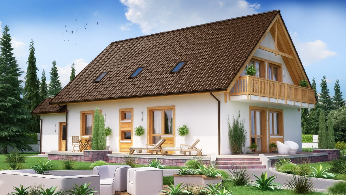 Widok na projekt domu BW-24 z garażem 